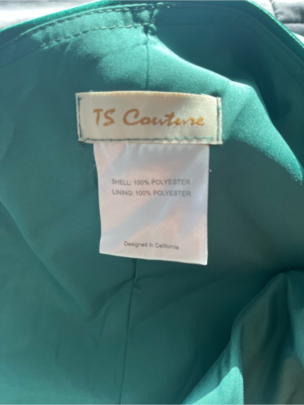 NWT One-Shoulder Emerald Green Evening Gown with Embroidered Panel By TS Conture - Picture 6 of 6